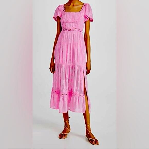 RAHI Lily Pink Floral Midi Dress Size Small - Picture 16 of 16